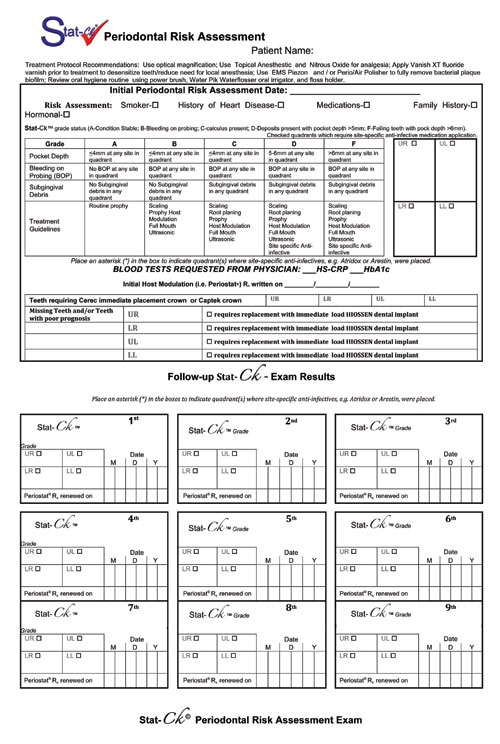 Printable Periodontal Charting Sheet